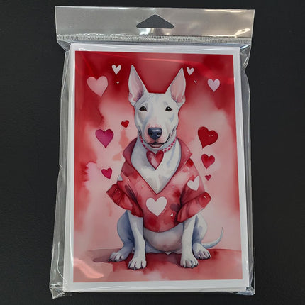 Caroline's Treasures DAC5303GCA7P Bull Terrier My Valentine Greeting Cards Pack of 8 Blank Cards with Envelopes Whimsical A7 Size 5x7 Blank Note Cards