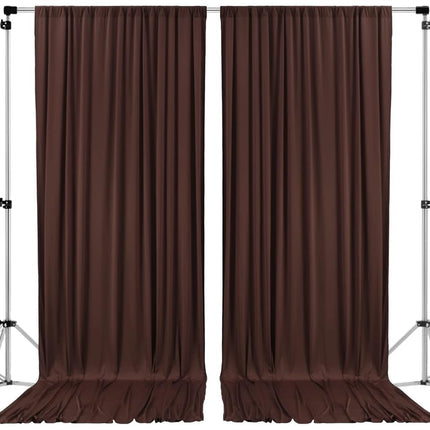AK TRADING CO. 10 feet x 10 feet Polyester Backdrop Drapes Curtains Panels with Rod Pockets - Wedding Ceremony Party Home Window Decorations - Brown