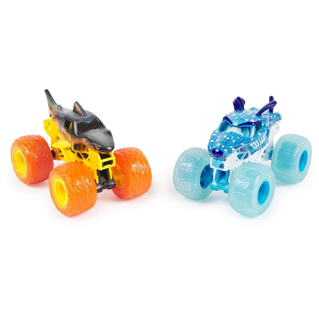 Monster Jam 2024 Fire & Ice 1:64 Diecast Monster Truck 2-pack Megalodon & Monster Mutt Dalmatian