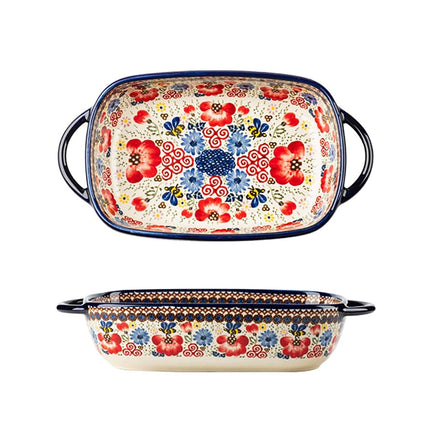Bicuzat Vintage Flowers Style Ceramic Bakeware Cas