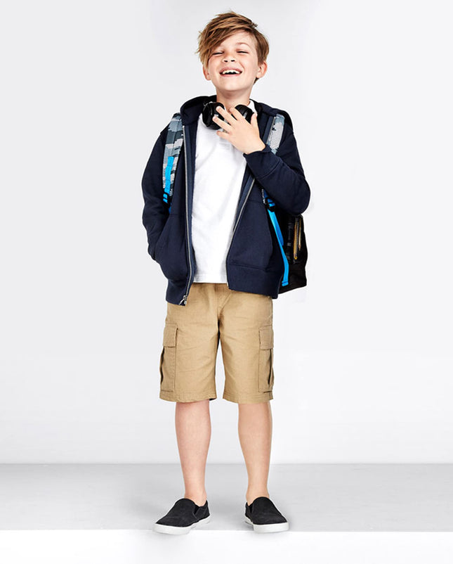 The Children's Place Boys' Pull on Cargo Shorts, Washed Black Single, 7