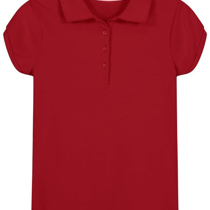 Nautica Girls' Toddler School Uniform Short Sleeve Pique Polo, Red, 4T