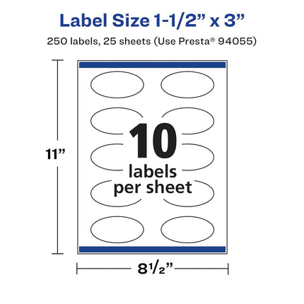 Avery Glossy Clear Oval Labels with Sure Feed, 1.5" x 3", 250 Glossy Clear Labels, Print-to-The-Edge, Laser/Inkjet Printable Labels