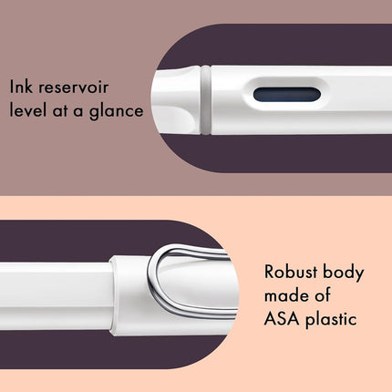 LAMY safari white - Fountain Pen with ergonomic grip & polished steel nib in size F - ideal for any Writing & Calligraphy - including LAMY T 10 blue cartridge - Right-Handed