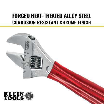 KLEIN TOOLS D507-6 Adjustable Wrench, Extra Capacity Jaw Forged Drive Wrench with High Polish Chrome Finish, 6-1/2-Inch