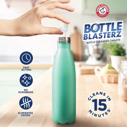 Arm & Hammer Bottle Blasterz - Drop-In Cleaning Tablets - Perfect for Water Bottles, Tumblers, and Coolers - All-Natural Ingredients, Eliminates Odors, Fast-Acting, Individually Packed (12 Count)