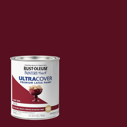 Rust-Oleum 240286 Painters Touch Quart Latex, Satin Claret Wine