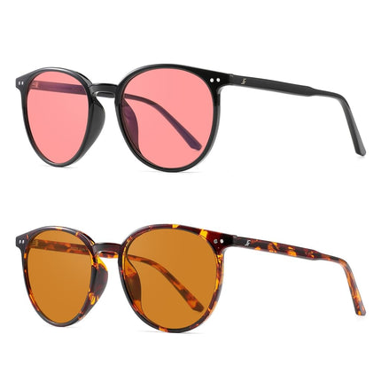 JFXQDR Unisex Round Blue Light Filter Glasses for Computer Screen, Pink + Brown Lens Black Frame + Tortoise, M