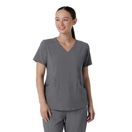 WonderWink Renew Women's V-Neck Scrub Top, Pewter, Medium