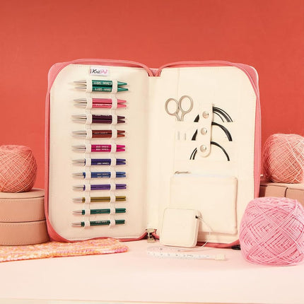 KnitPro Zing Interchangeable Needle Set – 11 x 10cm Circular Knitting Pin Pairs with Accessories Zing Regal Set, Colour Coded for Beginners, Professionals & Gift Set