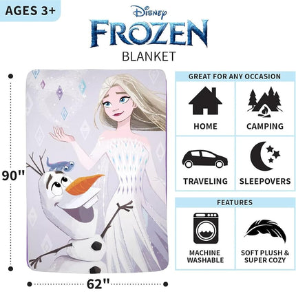 Disney Frozen 2 Kids Bedding Super Soft Plush Micro Raschel Blanket, 62 in x 90 in, Official Disney Product by Franco