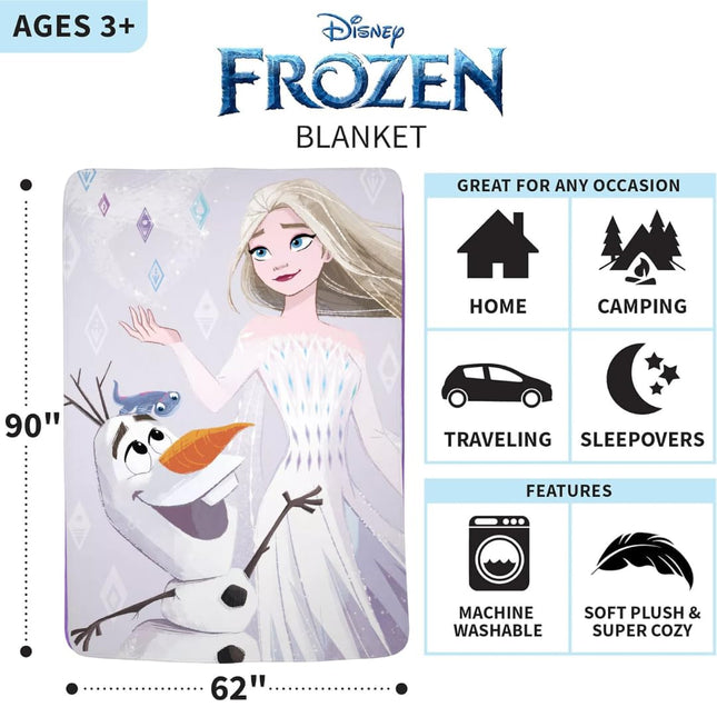 Manta de microfibra de felpa supersuave de Disney Frozen 2 para niños, 157 cm x 228 cm, producto oficial de Disney de Franco