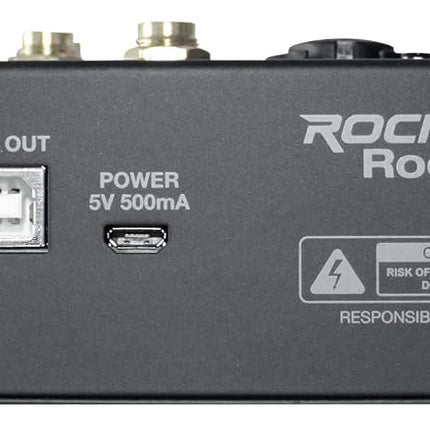 Rockville RockMix 4 4-Channel Mixer with USB Interface, 2-Band EQ, Phantom Power, Loopback Switch, Compact Design, for Recording and Streaming