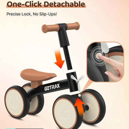 Gotrax Baby Balance Bike 1-2 Years, 7" Front&Rear Silent Wheels, Sturdy Steel Frame 66 lbs Load, Quick 2-Min Assembly, CPC Certified, Comfortable Soft Seat, Toddler Birthday Gift for Boys&Girls Yellow