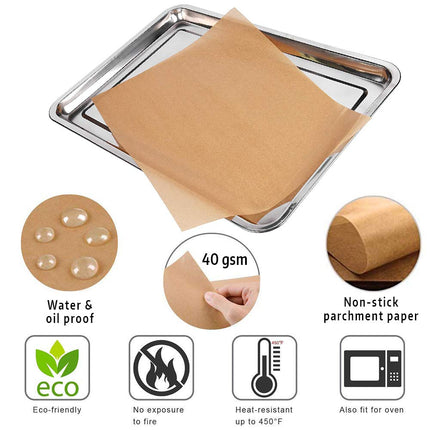 Comfylife 200 Parchment Paper Sheets - No Curl, Tear, or Burn (9 x 13 Inch) - Precut Baking Paper - Unbleached, No Chemical Cookie Sheets