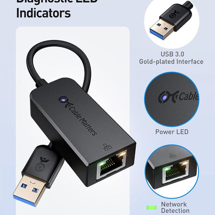 Cable Matters 2-Pack USB to Ethernet Adapter - Plug & Play with PXE MAC Address Clone Support, USB 3.0 to Gigabit Ethernet Adapter for Laptop, Supporting 10/100/1000Mbps