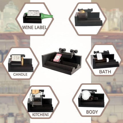 Manual Label Applicator - Precision Labeler for Bottles and Jars, Ideal for Candles, Wine/Beer Containers, Beauty and Essential Oil Products, Adjustable Height for Easy Labeling (Black)