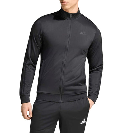 adidas Men's Standard Essentials Warm-Up 3-Stripes Track Top, Black/Black, XX-Large