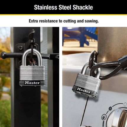 MASTERLOCK CO 5SSKADHC Stainless Steel Laminated Padlock, 2"