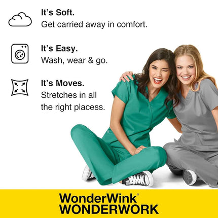 WonderWink 501PXBLAC2XP Wonder Work Women's Pull-On Cargo Pant, Black, Petite Extended-2X Size