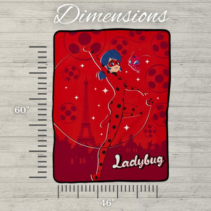 Franco Miraculous: Tales of Ladybug and Cat Noir Kids Bedding Super Soft Micro Raschel Throw, 46 in x 60 in, (Officially Licensed Product)
