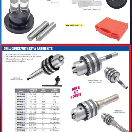 HHIP 9999-0010 3/8" JT2 Drill Chuck with R8 Arbor