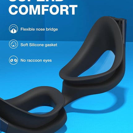 ZIONOR Lunettes de natation G1, Lunettes de Natation Polarisées Grand Angle avec Protection UV Étanches Anti-buée Verres Miroir/Fumée Sangle Réglable Confort pour Adultes Hommes Femmes Juniors - Nage en Eau Libre/Intérieur