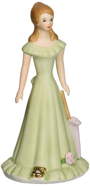 Enesco Growing Up Girls “Brunette Age 15” Porcelain Figurine, 7” Green