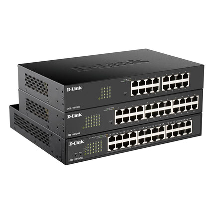 D-Link DGS-1100-16V2 - 16-Port Gigabit Smart Managed Switch with VLAN support, layer 2 features, QoS, 802.3az EEE, Fanless , Black