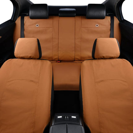 Coverado Car Back Seat Covers, Canvas Universal Seat Covers for Cars, Rear Car Seat Cushions, Auto Seats Protectors for Kids & Dogs, Driver Seat Covers Fit for Most Vehicles Trucks SUVs/Khaki
