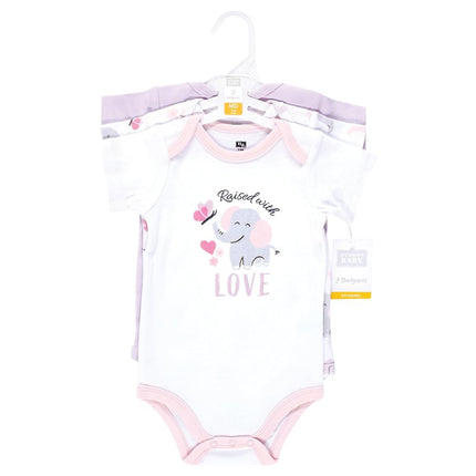 Hudson Baby Unisex Baby Cotton Bodysuits, Elephant Butterfly, 9-12 Months