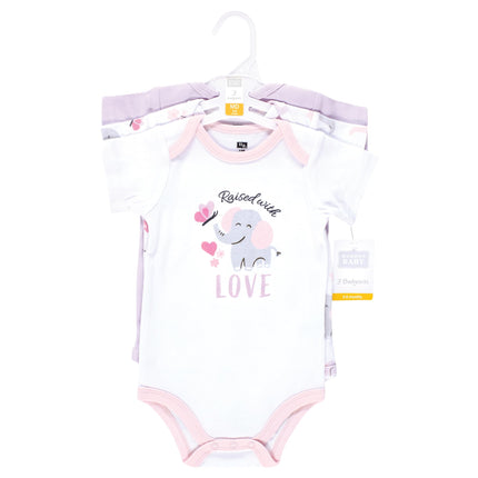 Hudson Baby Unisex Baby Cotton Bodysuits, Elephant Butterfly, 9-12 Months