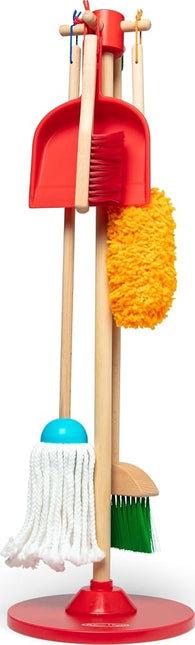 Melissa & Doug Dust! Sweep! Mop! 6-Pc Wooden Pretend Play Preschool Cleaning Set Broom, Duster, Kid-Sized Cleaning Toys For Boys and For Girls - FSC Certified - FSC Certified