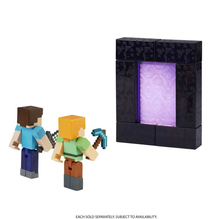 Minecraft Steve Action Figure, 3.25-in, with 1 Build-a-Portal Piece & 1 Accessory, Building Toy Inspired by Video Game, Collectible Gift for Fans & Kids Ages 6+, HFC27