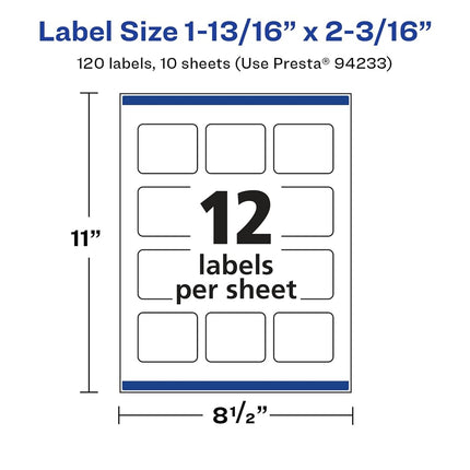 Avery Glossy White Rectangle Labels with Sure Feed, 1-13/16" x 2-3/16", 120 Glossy White Labels, Print-to-The-Edge, Permanent Label Adhesive, Laser/Inkjet Printable Labels