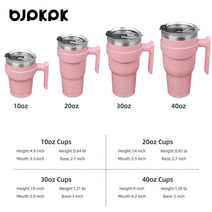BJPKPK Tumbler with Handle 20 oz Stainless Steel Double Wall Insulated Tumbler Cups with Lid and Straw,Light Pink