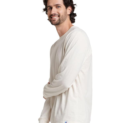 Russell Athletic Men's Dri-Power Long Sleeve Tees, Moisture Wicking, Odor Protection, UPF 30+, Vintage White, S