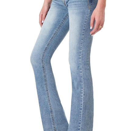 WallFlower Women's Luscious Curvy Bootcut Mid-Rise Insta Stretch Juniors Jeans (Standard and Plus), Andrea, 7 Shorts