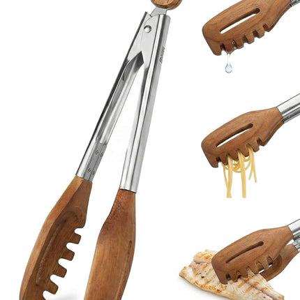 3-in-1 Kitchen Tongs & Pasta Server – 12 Inch Waln