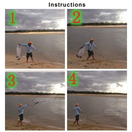 Cast Fishing Net with Aluminum Frame, 0.8inch/2cm Mesh, 7.8-13.8ft/2.4-4.2m Diameter