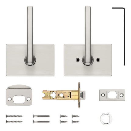 Kwikset Halifax, Door Handle Lever Passage Door for Hall and Closet with Microban, Rectangular Rose in Satin Nickel