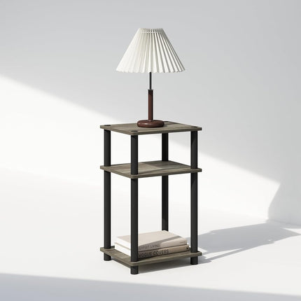 Furinno JUST Night Stand, 3-Tier Turn-N-Tube Nightstand, Toolless Bedside Table, End Table, Side Table with Open Storage for Bedroom, Living Room, French Oak