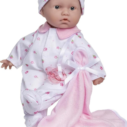 JC Toys La Baby Muñeca de Cuerpo Suave, 27.9 cm, Lavable, Ropa Removible, Rosa con Sombrero y Manta para 12 Meses +