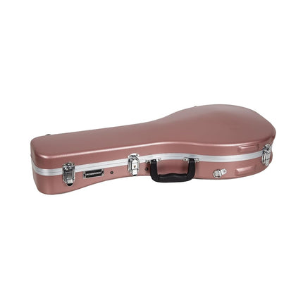 Crossrock A-Style Mandolin Case | ABS Molded Hardshell with Security Lock, Metal Feet, and Detachable Straps-Rose Gold (CRA862MARG)