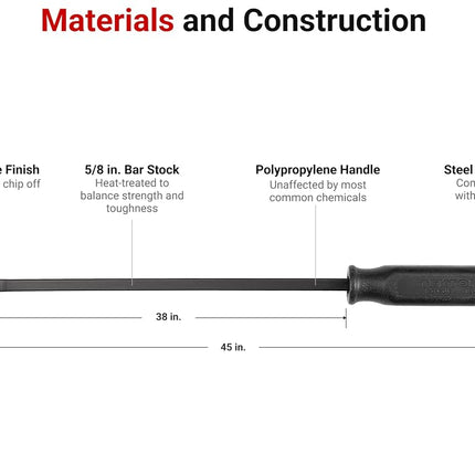 TEKTON 45 Inch Angled End Handled Pry Bar | LSQ42045