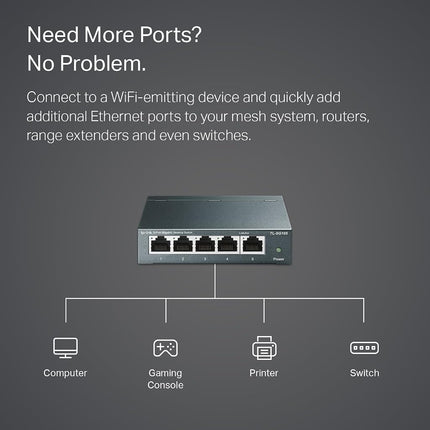 TP-Link TL-SG105S 5 Port Gigabit Ethernet Network Switch, Ethernet Splitter 1 to 4, Network 4 Way Ethernet Hub, Desktop & Wall-Mounting, Sturdy Metal Case, Fanless, Plug & Play, Energy-Saving