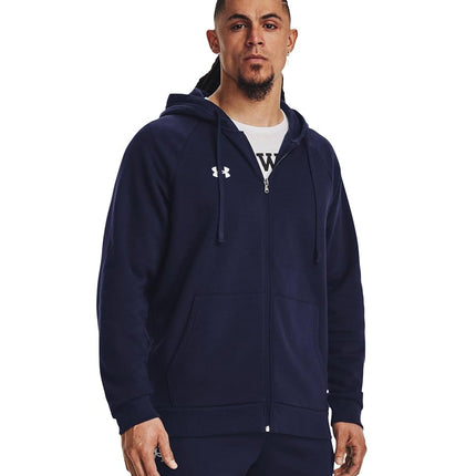 Under Armour Men's Rival Fleece Full Zip Hoodie Sweatshirt Hooded, opaco, Midnight Navy, S Tall