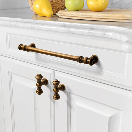 Asidrama 10 Pack 7.5 Inch(192mm) Antique Brass Kitchen Cabinet Handles, Vintage Retro Cabinet Pulls Kitchen Cabinet Hardware for Cupboard Drawer Pulls