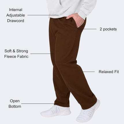 Hanes Men's, EcoSmart Fleece Sweats, Open Bottom Sweatpants, 30.5", Army Brown, Large