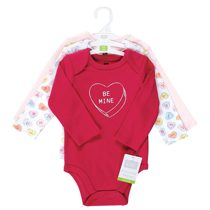 Hudson Baby unisex-baby Cotton Long-sleeve Bodysuits, Be Mine Valentine, 9-12 Months